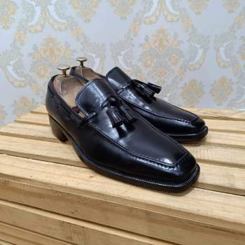 fratelli rossetti black calf leather tassel loafer size 40 1