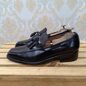 fratelli rossetti black calf leather tassel loafer size 40 10