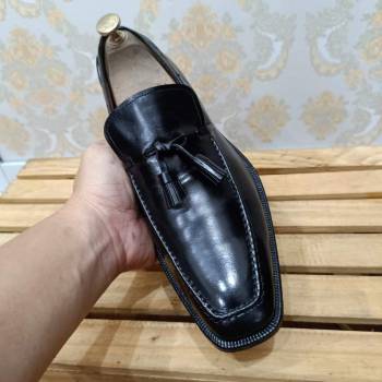 fratelli rossetti black calf leather tassel loafer size 40 11