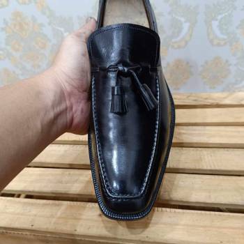 fratelli rossetti black calf leather tassel loafer size 40 13