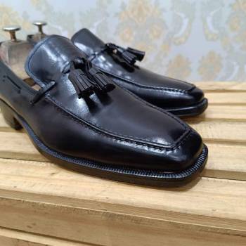 fratelli rossetti black calf leather tassel loafer size 40 2