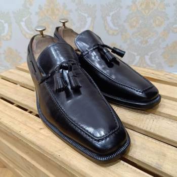 fratelli rossetti black calf leather tassel loafer size 40 3