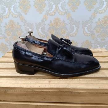 fratelli rossetti black calf leather tassel loafer size 40 9